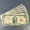 (5) 1953 US $2 Red Seal Bill LIGHTLY CIRCULATED