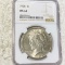 1928 Silver Peace Dollar NGC - MS61