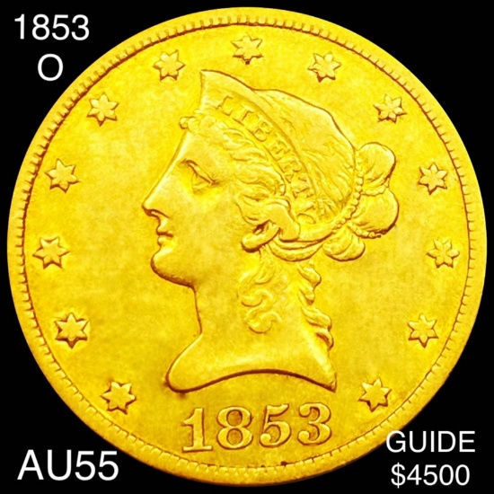 1853-O $10 Gold Eagle CHOICE AU