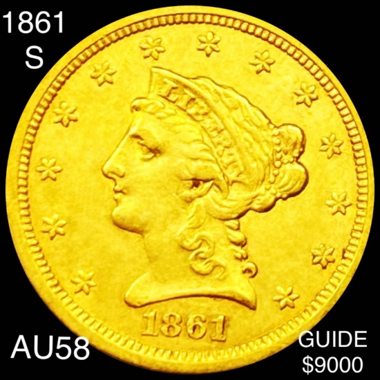 1861-S $2.50 Gold Quarter Eagle CHOICE AU