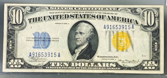 1934 US $10 Gold Seal Bill UNCIRCULATED