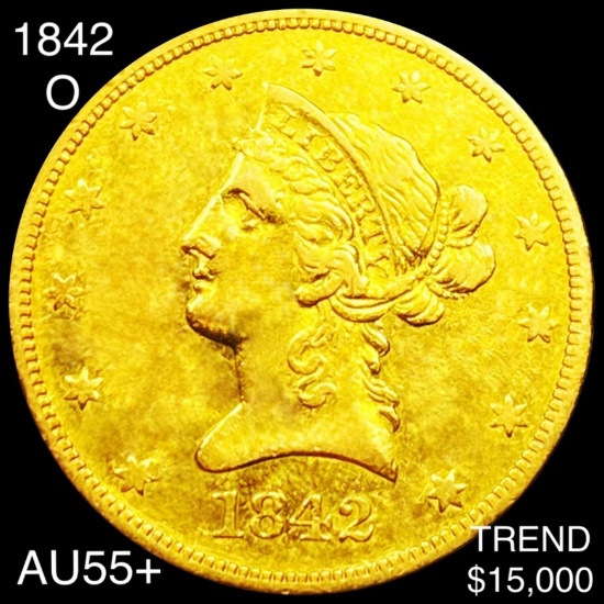 1842-O $10 Gold Eagle CHOICE AU