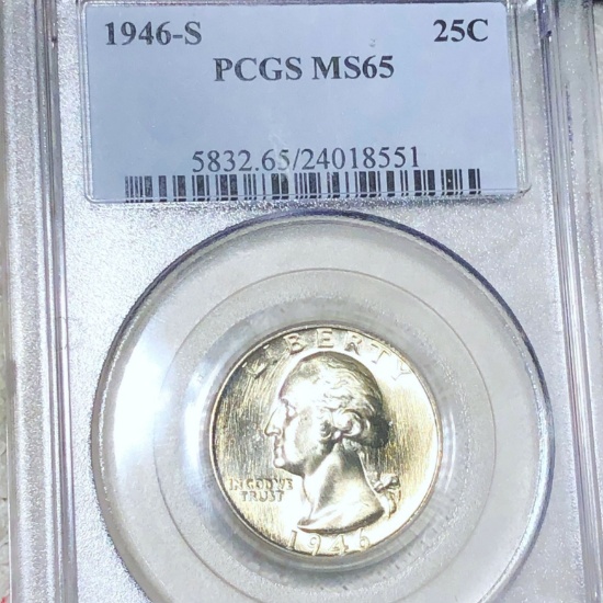 1946-S Washington Silver Quarter PCGS - MS65