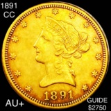 1891-CC $10 Gold Eagle AU+