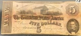 1862 $5 Confederate Bill NEARLY UNCIRCULATED