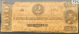 1862 $2 Confederate Bill NICELY CIRCULATED