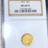 1877 Rare Gold Dollar NGC - MS 60 PL