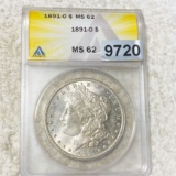 1891-O Morgan Silver Dollar ANACS - MS62