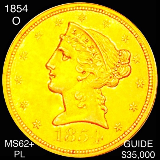 1854-O $5 Gold Half Eagle UNCIRCULATED PL