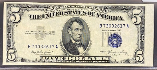 1953 US $5 Blue Seal Bill UNCIRCULATED