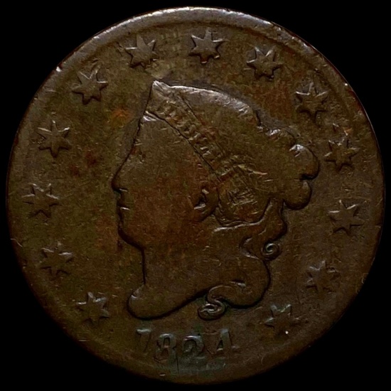 1824 Coronet Head Large Cent NICELY CIRCULATED