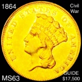 1864 Rare Gold Dollar CHOICE BU