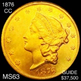 1876-CC $20 Gold Double Eagle CHOICE BU