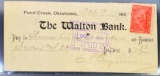 1899 The Walton Bank Check UNCIRCULATED