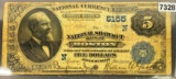 1898 $5 Bank Of Boston Bill LIGHTLY CIRCULATED