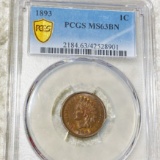 1893 Indian Head Penny PCGS - MS 63 BN