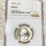 1943 Washington Silver Quarter NGC - MS65