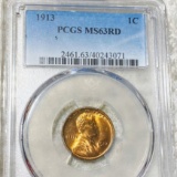 1913 Lincoln Wheat Penny PCGS - MS 63 RD