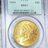 1904 $20 Gold Double Eagle PCGS - MS61