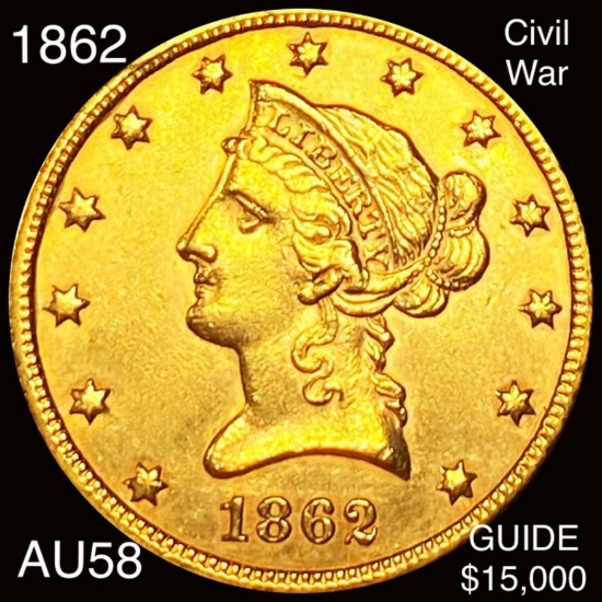 1862-S $10 Gold Eagle CHOICE AU