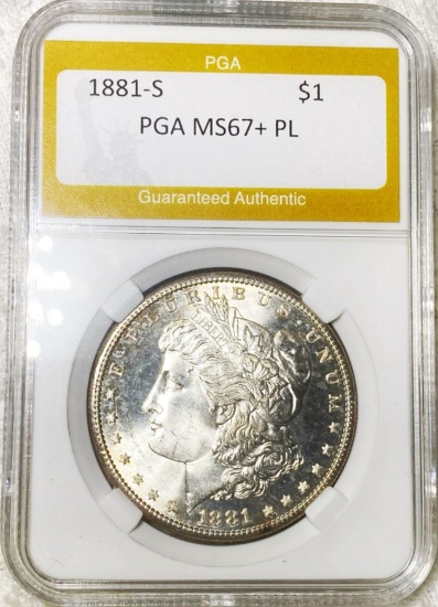 1881-S Morgan Silver Dollar PGA - MS67+ PL