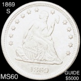 1869-S Seated Liberty Quarter UNCIRCULATED