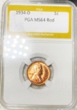 1934-D Lincoln Wheat Penny PGA - MS 64 RED