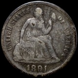 1891 Seated Liberty Dime NICELY CIRCULATED