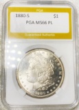 1880-S Morgan Silver Dollar PGA - MS 66 PL
