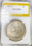 1877-S Silver Trade Dollar PGA - MS64
