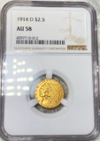 1914-D $2.50 Gold Quarter Eagle NGC - AU58
