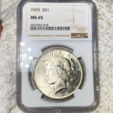 1925 Silver Peace Dollar NGC - MS65