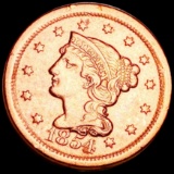 1854 Braided Hair Large Cent XF