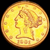 1901-S $5 Gold Half Eagle UNCIRCULATED