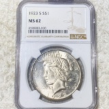 1923-S Silver Peace Dollar NGC - MS62