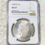 1878-CC Morgan Silver Dollar NGC - MS63