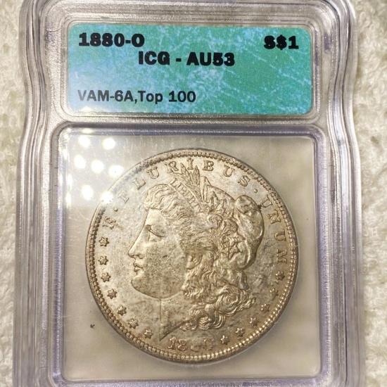 1880-O Morgan Silver Dollar ICG - AU53