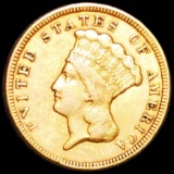 1856 $3 Gold Piece CLOSELY UNCIRCULATED