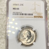 1954-S Washington Silver Quarter NGC - MS66