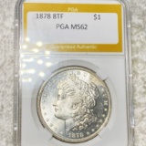 1878 8TF Morgan Silver Dollar PGA - MS62