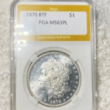 1878 8TF Morgan Silver Dollar PGA - MS 63 PL