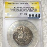 AD 499-531 Roman Empire Silver Drachm ANACS-VF35