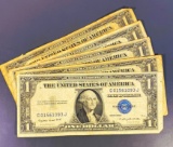 (5) 1935 US $1 Blue Seal Bill NICELY CIRCULATED