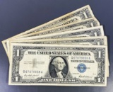(5) 1957 US $1 Blue Seal Bill LIGHTLY CIRCULATED