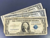 (3) 1935 US $1 Blue Seal Bill NICELY CIRCULATED