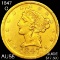 1847-O $5 Gold Half Eagle CHOICE AU