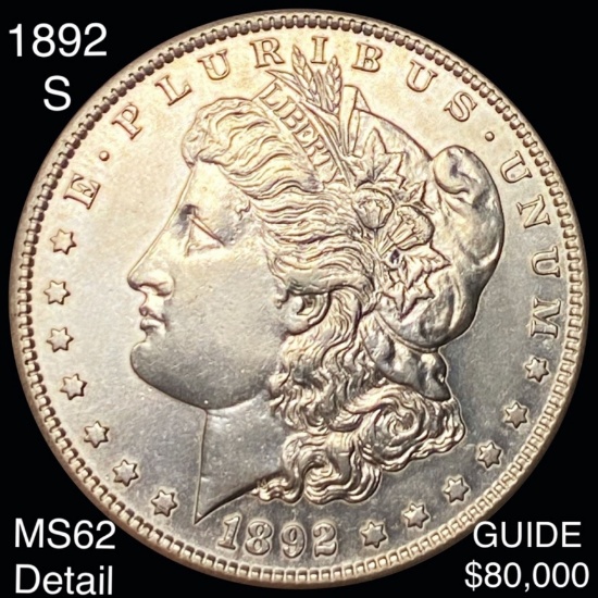 1892-S Morgan Silver Dollar UNCIRCULATED DETAIL