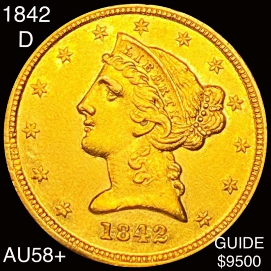 1842-D $5 Gold Half Eagle CHOICE AU