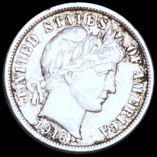 1916 Barber Silver Dime CLOSELY UNC