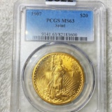 1907 $20 Gold Double Eagle PCGS - MS63